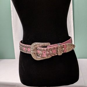 Pink Studded Rhinestones Western belt sz S